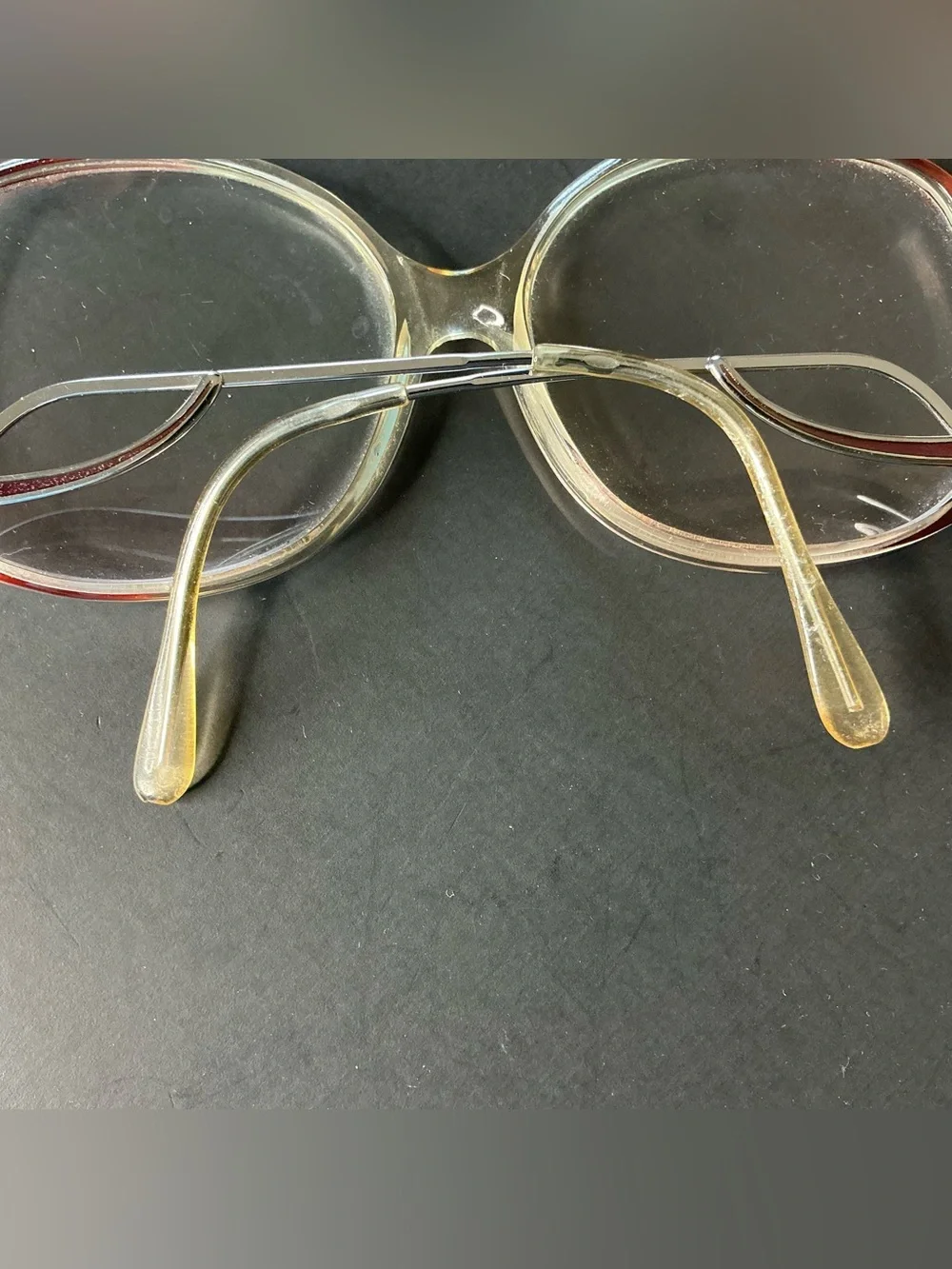 Clear Oval Women's Eyewear Frames - Transparent Champagne & Burgundy
